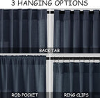 Nanspring Vintage Blue Linen Curtains 84 Inch Length 2 Panels Set for Living Room Rod Pocket Back Tab Light Filtering Window Drapes for Bedroom Dining Room Protect Privacy Vintage Country Decor
