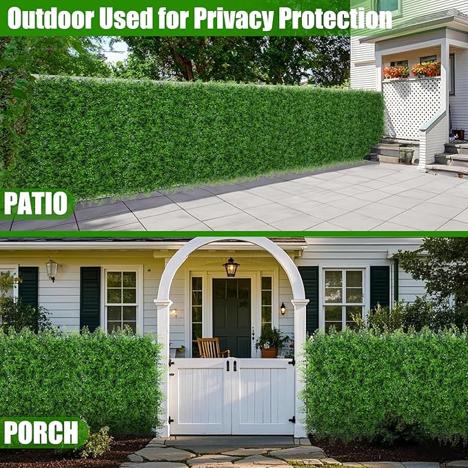 20"x20" 12pcs Grass Wall Panels, Artificial Fern Grass Backdrop with UV Protection, Fake Greenery Plant Boxwood Panels, Green Wall Decor for Outdoor Indoor Patio Garden Backyard