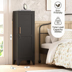 Bestoo Metal Locking Cabinet, 46" H Storage Locker with 1 Magnetic Door and 2 Adjustable Shelves, 3-Tier Black Storage Cabinet for Bathroom, Kitchen, Pantry, Home, Office, Garage
