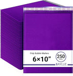 Purple Small Poly Bubble Mailers 6x10 inch #0 | Self Seal Padded Envelopes | Cushioned Bubble Mailer | Usable Size 6x9 | WaterProof | Lightweight mailing Shipping Bags | 250 Pack Bulk