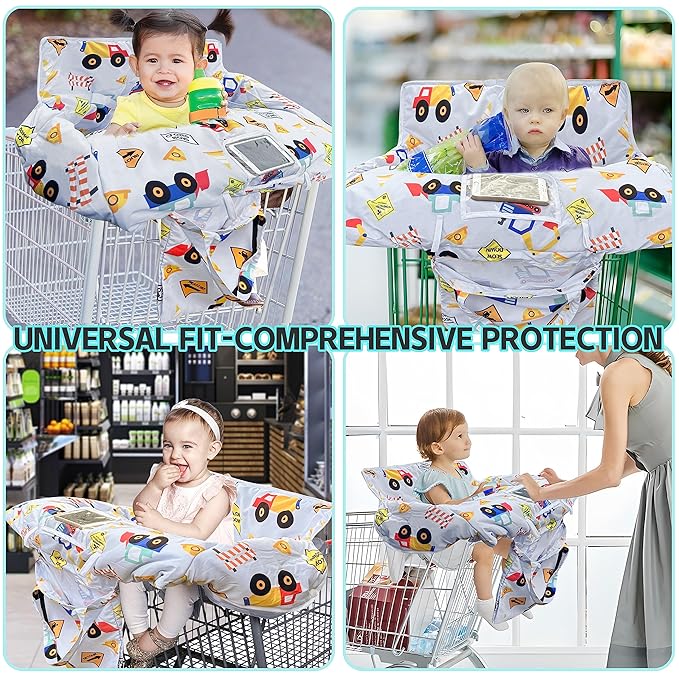 Shopping Cart Cover for Baby,2-in-1 High Chair Cover with Portable Cloth Bag,Cart Seat Pad for Babies Grocery Cushion Cover Restaurant,Suitable for All Supermarkets