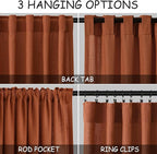 Rust Linen Curtains 90 inches Long 2 Panel Back Tab Rod Pocket Rustic Farmhouse Boho Linen Curtain for Dining Room Brick Burnt Bohemian Fall Decor Terracotta Colored Semi Sheer Curtains 90 inch Length