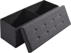 Ornavo Home 43 Inch Folding Storage Ottoman with Storage Bench, Long Large Storage Ottoman Bench, Storage Chest, Foot Rest Stool, Bedroom Bench with Storage - (Dark Gray)