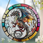 8 Inch Stained Glass Suncatcher Ornament, DOUHASU Dragon Sun Catchers Indoor Window, Stained Glass Window Hanging, Home Decor, Dragon Lovers Gifts for Men, Dad, Husband, Boyfriend