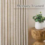 Beige Sheer Pinch Pleated Curtains 105 Inches Long 2 Panels,Back Tab Pleated Drapes Hooks Thick Linen Textured Boho Farmhouse Curtain for Dining Bedroom 70 Inch Wide Each Panel