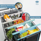 Lotus Trolley Bag Reusable Grocery Cart Bags (Earth Tones) Set of 4 and Reusable Netted Produce Mesh Bags Set of 9