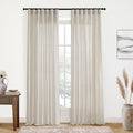 XTMYI Floor to Ceiling Curtains 8 FT,Linen Cotton Blend Faux Linen Soft Touch Light Airy Grey Beige Sheer Curtains for Bedroom Living Room Dining Room Nursery,96 Inches Long