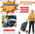 dbest Products Trolley Dolly Rover with Bag, 4 Wheeled Grocery Shopping Cart Push Folding Utility Hand Truck Swivel Wheels Garden Lightweight Luggage Carrito de Compras Plegable