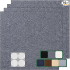 Carpet Tile 10 Pack 24” X 24” Self Adhesive Carpet Floor Tiles Anti-Slip Squares Peel and Stick Floor Tile DIY Installation for Bedroom(Dark Grey)