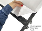Jumbo 53" Wide DJ Event Facade White/Black Scrim Booth Two Top Corner Table Tops 23"x53" Table! Padded Carrying Case! All Aluminum Build!