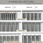 RAIN CITY Grey Linen Curtains 86 Inch Length 2 Panels, Soft Thick Linen Textured Window Drapes for Bedroom Living Room Semi Sheer Light Filtering Back Tab Pinch Pleated with Hooks 50x86