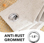 H.VERSAILTEX Linen Blackout Curtain Durable Thick Textured Linen Look 100% Blackout Patio Door Curtain Anti Rust Grommet Extra Wide Sliding Door Curtain Panel, W100 x L84 inch - Natural