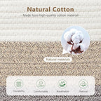 Cotton Rope Basket, Storage Baskets with Handle, 15x10x9 Inch Woven Basket for Shelves, Laundry, Towels, Clothes, Books (Gradient Brown 3 Pack)