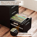 3 Drawer File Cabinet with Lock and 4 Keys, Mobile Metal Filing Cabinet, File Cabinets for Home Office, Under Desk, Pre-Assembly, File Drawer, Letter/Legal/A4 Hanging File Folders