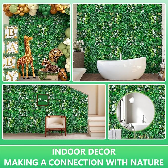 Artificial Hedge Grass Wall, Boxwood Panels 20"x20"(8pcs), Greenery Wall Backdrop, UV Protected Privacy Fence Screen, Green Wall Decor for Outdoor Indoor Wedding Décor