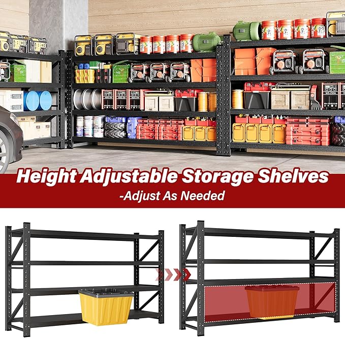 9000LBS Heavy Duty Garage Shelving Units,75" Wide & Deep Storage Shelves,Metal Garage Shelves,Large Storage Rack,Steel Shelf,Industrial Shelving for Shop,Warehouse,Basement,75" W x 24" D x 70" H