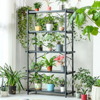 HCHQHS Bookshelf, 5-Tier Industrial Bookcase, Black Open Book Shelf, Freestanding Tall Bookshelves with Metal Frame