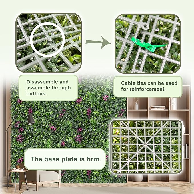 Greenery Grass Wall Boxwood Plant Roll: 48"x128"(43 SQFT) with UV Resistant Green Leaves Faux for Interior Wall, Greenery Backdrop,Garden and Indoor Outdoor Wall Panel Covering Privacy