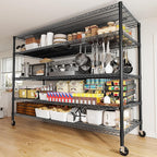 REIBII 85.7"H Garage Shelving 2998LBS Storage Shelves with Wheels&Feet,5 Tier Garage Shelves Heavy Duty Adjustable Wire Shelving for Basement Commercial Industrial Pantry, 85.7"H X 55.5"W X 24.2"D
