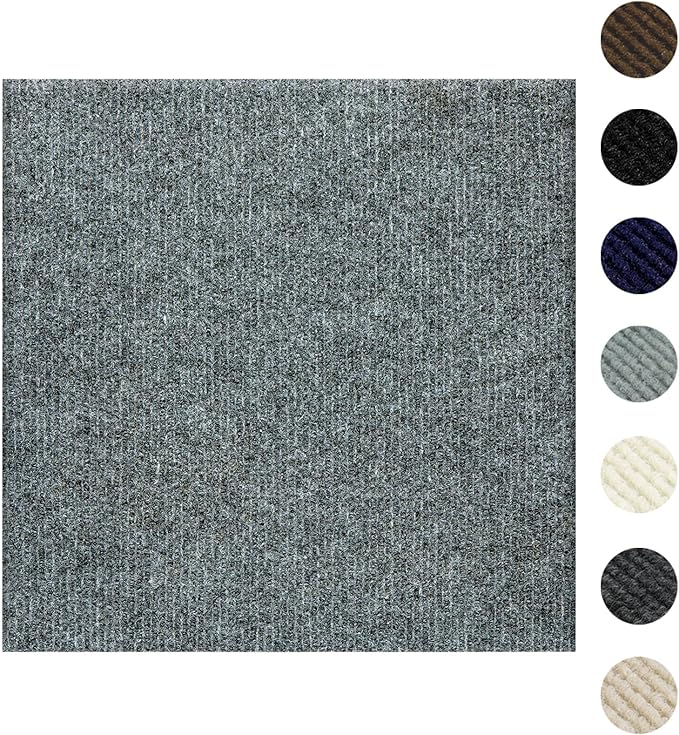 Carpet Tiles Peel and Stick 24” x 24”, Self Adhesive Soft Padded Flooring Stickers, Light Gray Home Decor for Bedroom Living Room Office, 20 Tiles & 80 sq ft per Box
