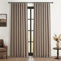 Dark Flax Black Out 120 Inch Long Boho Curtains 2 Panel Set, Farmhouse Curtain for Living Room Darkening/Thermal/Noise Reduction Textured Linen Drape 10ft Hook&Ring Included Chocolate 50"Wx120" L