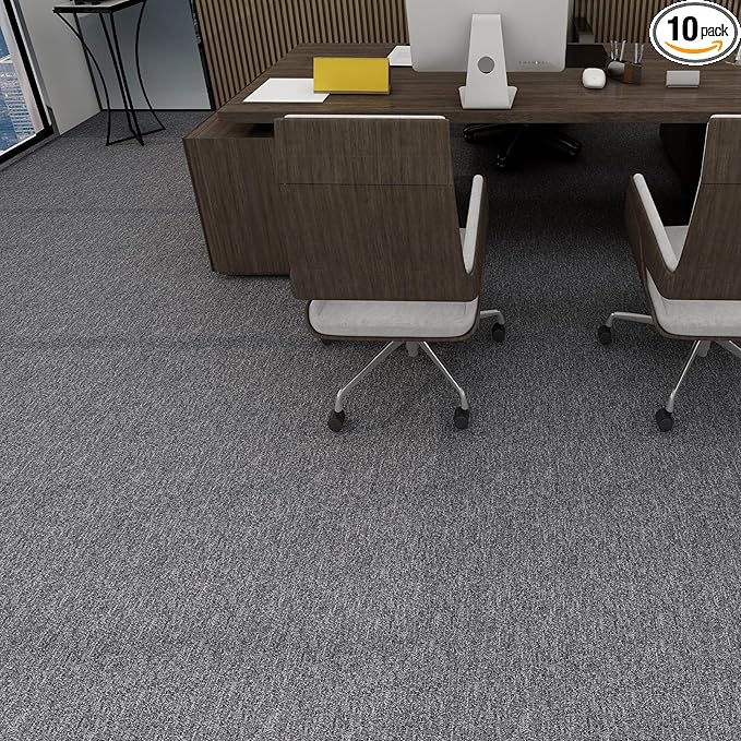 16-Pack 20"x20" Carpet Tiles, Non-Adhesive Soft Padded Floor Squares with Seamless Look for Home, Office, Indoor & Outdoor Use (43 Sq Ft) (J6)
