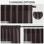 Nanspring Cocoa Coffee Linen Blend Light Filtering Back Tab Curtains 84 Inches Long, Semi Sheer Privacy Drapes for Living Room & Bedroom Simple Style, 52x84 inch, 2 Panels