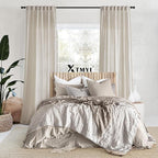 XTMYI Oatmeal Beige Country Curtains for Living Room,Sheer Linen Curtains for Bedroom 102 Inches Long,70 Inches Wide