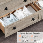 RedLemon 7 Drawer Dresser for Bedroom, Farmhouse 54" Wide Rustic Wood Dresser TV Stand, Dresser Chest of Drawers for Closet, Living Room, Hallway, Light Rustic Oak