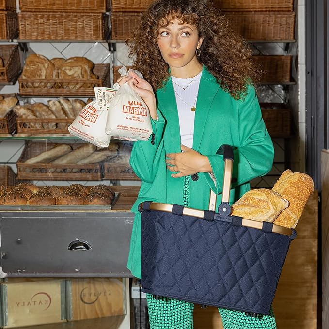 reisenthel carrybag rhombus midnight gold - Sturdy shopping basket with plenty of storage space and practical inner pocket - Elegant and water-repellent design