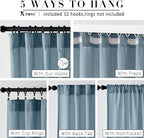 XTMYI Dusty Blue Curtains 84 Inches Long for Living Room,Light Filtering Country Vintage Hooks Pleated Back Tab Semi Sheer Linen Curtains for Bedroom 2 Panels Set,Grey Stone Blue