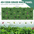Artificial Boxwood Wall Roll, 40"x120" (33.33 sqft) Grass Wall Panels with Mint Plant Leaves, Greenery Backdrop Privacy Screen with UV Protection, Green Grass Wall for Indoor Outdoor Decor