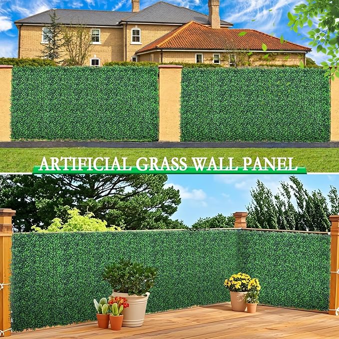 Boxwood Roll Panels, 48"x140" Artificial Ivy Privacy Fence Screen, UV-Anti Faux Boxwood Roll Grass Wall Panels for Garden Patio Balcony Privacy