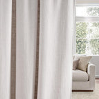 NICETOWN Boho Linen Curtains Jacquard Waffle Weave Pattern, Thick Window Treatments Privacy with Light Filtering Drapes for Living Room, W52 x L90, 2 Panels