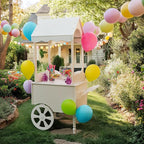 Vintage Candy Cart with Wheels for Party - Dessert Cart with wheels and Handle Bar for easy movement - 67" H' X 26" L' X 22" W' - PVC Treat Cart for Parties, Weddings and Birthday - Easy Assembly