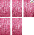 5 Pack Foil Curtain Backdrop Pink Metallic Tinsel Foil Fringe Curtains Photo Booth Props for Birthday Wedding Engagement Baby Shower Bachelorette Christmas Holiday Celebration Party Decorations
