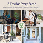 Artificial Fiddle Leaf Fig Tree 3ft (36 Inch) Tall - with Remote LED Spotlight - Realistic Faux Potted Plant & Moss for Living Room & Office Decor