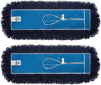 Nine Forty 2-Pack 18-Inch Premium Nylon Dust Mop Replacement Head - Heavy Duty Refill for Industrial, Commercial, and Residential Cleaning - Dry Floor Duster for Hardwood Surfaces - Blue (2-Pack)