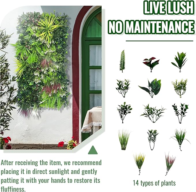 Artificial Hedge Grass Wall Panel: 40" x 20" UV-Anti Faux Boxwood Ivy Greenery Backdrop, Fake Green Plant Fence for Indoor & Outdoor Privacy Screen and Home Decor