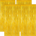 4 Pack 2025 Graduation Party Decorations, 3.28 x 7.05 Feet Gold Grad Curtains, Metallic Gold Backdrop Curtain Class of 2025 Backdrop Party Streamer, Congrad Backdrop Grad Decor 2025