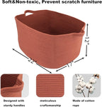 Large Rectangle Blankets Basket Living Room 22"x17"x12" Woven Cotton Rope Storage Baskets for Nursery Toy Baskets for Kids and Dogs Wicker Laundry Basket Bin for Clothes Towels rustic