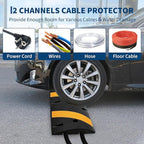 3 Pack 6FT Speed Bumps for Road, Heavy Duty 25,000 Lbs Capacity Traffic Rubber Speed Humps with 2 Channel Floor Cord Cover for Asphalt Concrete Gravel Cable Protector Ramp