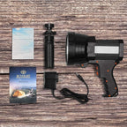 BUYSIGHT Rechargeable Spotlight, 1000,000 -Lumen Spot Lights Hand held Large Flashlight Handheld Spotlight Lightweight and Super Bright Flashlight (Aluminium_Alloy Black)