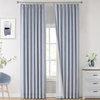 Vision Home Chambray Blue Full Blackout Curtains Pinch Pleated Room Darkening Window Curtains 63 inch for Living Room Bedroom Thermal Insulated Pinch Pleat Drapes with Hooks Back Tab 2 Panel 40"Wx63"L