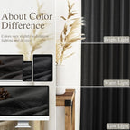Nanspring Black Semi Sheer Linen Curtains 84 inch Length for Living Room Back Tab Rod Pocket Modern Farmhouse Coastal Decor Black Cotton Textured Gauze Curtains for Dining Room Office 38x84