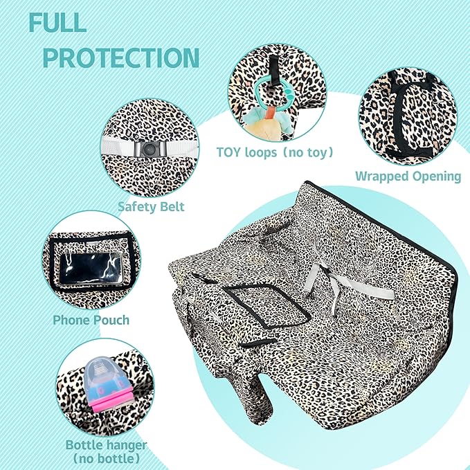 Shopping Cart Cover for Baby,2-in-1 High Chair Cover with Portable Cloth Bag,Cart Seat Pad for Babies Grocery Cushion Cover Restaurant,Suitable for All Supermarkets