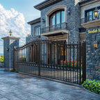 ZUMI Outdoor Steel Swing Gates - 14x6 ft. Heavy-Duty Weatherproof Security Gates - Broadway Style Driveway Fence