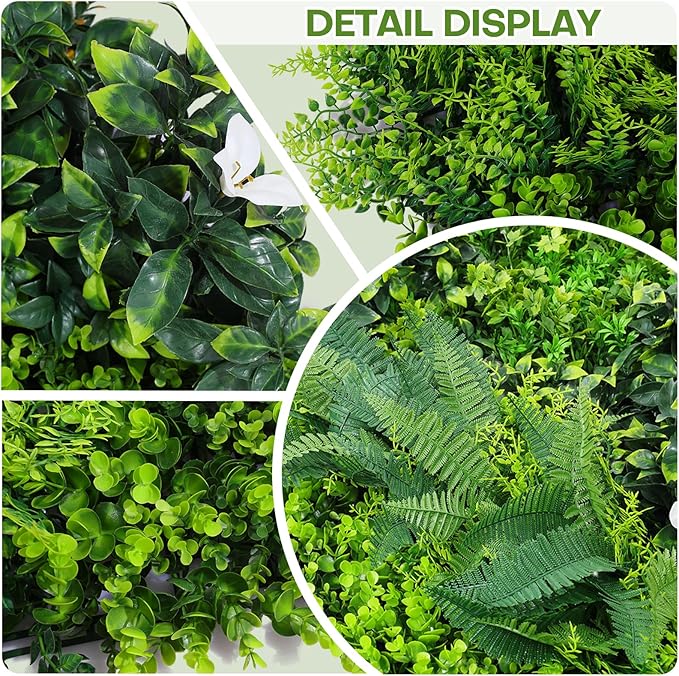 Artifical Grass Wall Backdrop 80PCS 10"x10 Boxwood Panels Grass Boxwood Hedge Wall Greenery UV Protected 55 Sqft Artificial Grass Wall Decor for Party Wedding Backyard Indoor Outdoor（5PACK 40"x40"）