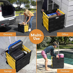 Inspired Living Ultra-Slim Rolling Collapsible Storage Pack-N-Roll Utility-carts, with Telescopic Handle, for Home, Garden, Shopping, Office, School use, Medium, Yellow & Black