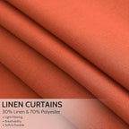 Nanspring Bright Orange Linen Blend Light Filtering Back Tab Curtains 84 Inches Long, Semi Sheer Privacy Drapes for Living Room & Bedroom Simple Style, 52x84 inch, 2 Panels